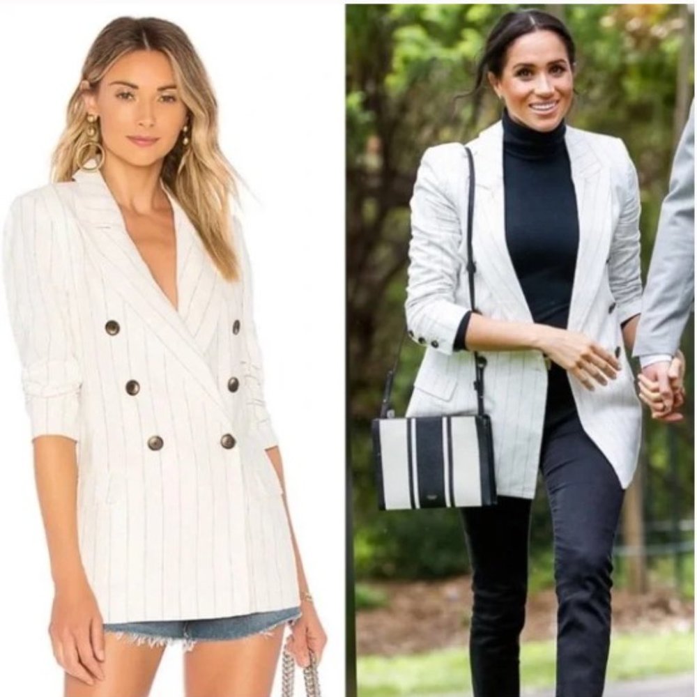 L'AGENCE Brea Blazer in Ivory & Black in Size 2